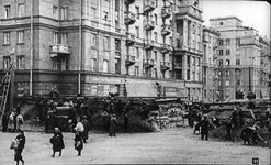 Строительство баррикады в Автово. Сентябрь 1941 г.